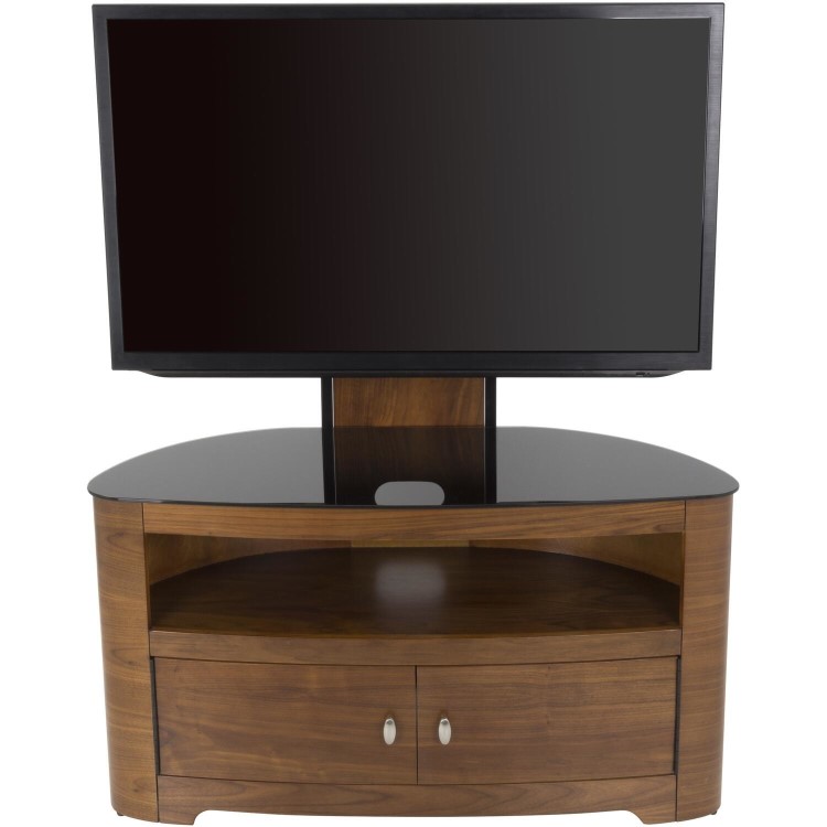 Refurbished AVF FSL1000BLEW Blenheim Affinity Curved Combi TV Stand 1000 Walnut / Black Glass