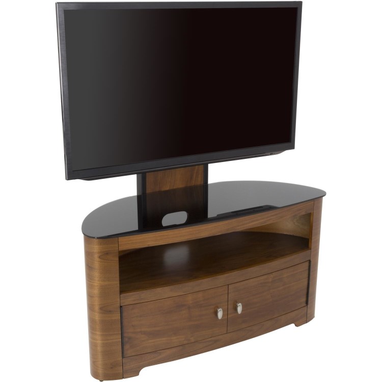 Refurbished AVF FSL1000BLEW Blenheim Affinity Curved Combi TV Stand 1000 Walnut / Black Glass