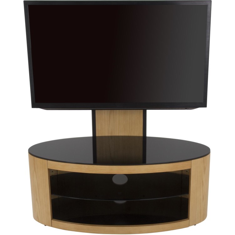 Buckingham Affinity Oval Combi TV Stand 1000 Oak / Black Glass