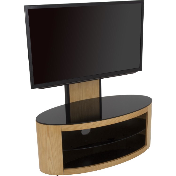 Buckingham Affinity Oval Combi TV Stand 1000 Oak / Black Glass