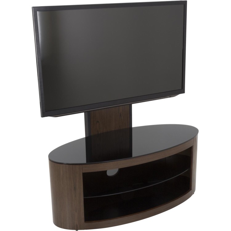 Buckingham Affinity Oval Combi TV Stand 1000 Walnut / Black Glass