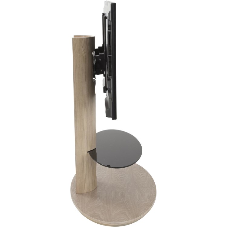 Chepstow Affinity Oval Pedestal TV Stand 930 Whitewashed Oak / Black Glass