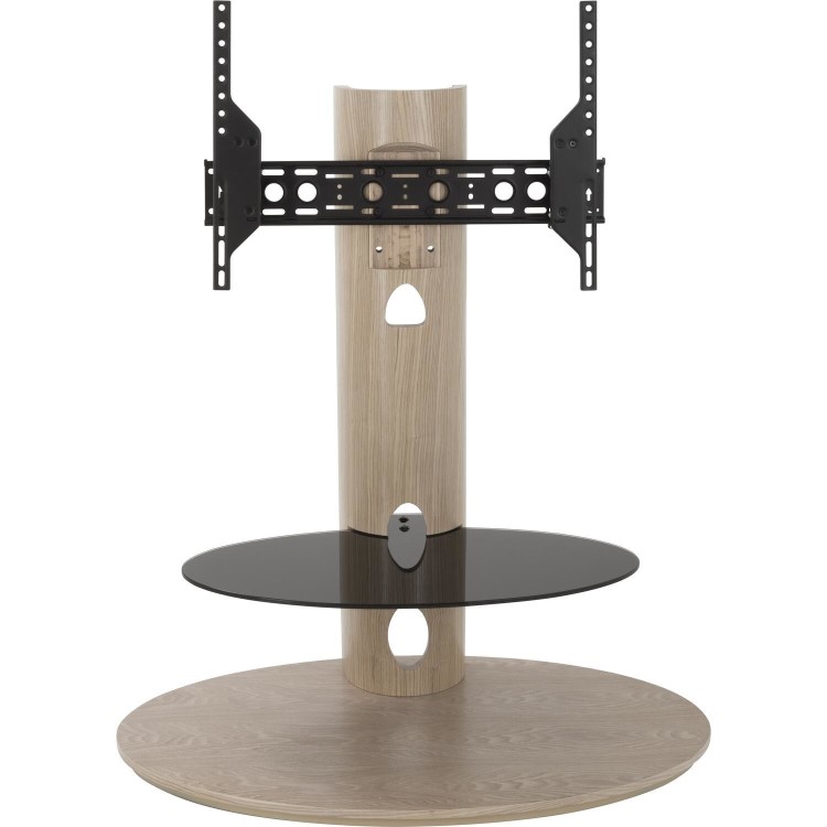 Chepstow Affinity Oval Pedestal TV Stand 930 Whitewashed Oak / Black Glass
