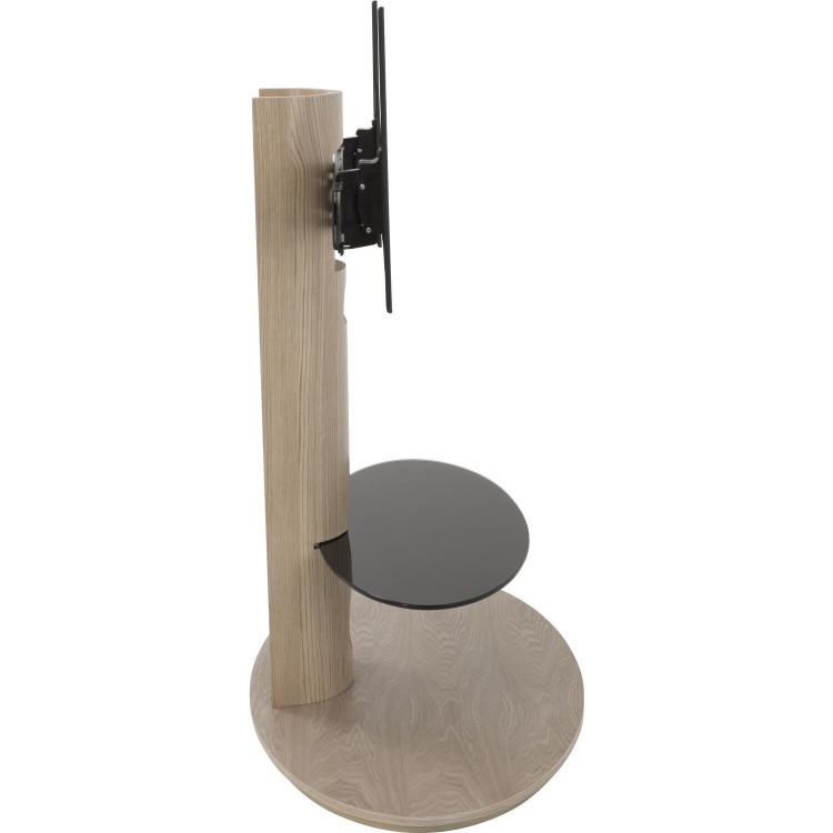 Chepstow Affinity Oval Pedestal TV Stand 930 Whitewashed Oak / Black Glass