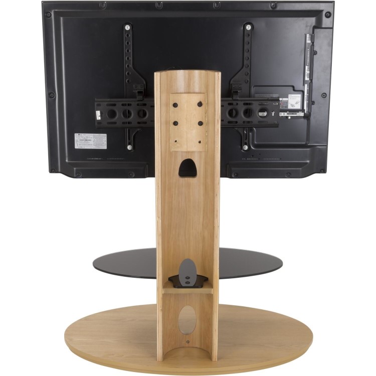 Chepstow Affinity Oval Pedestal TV Stand 930 Oak / Black Glass