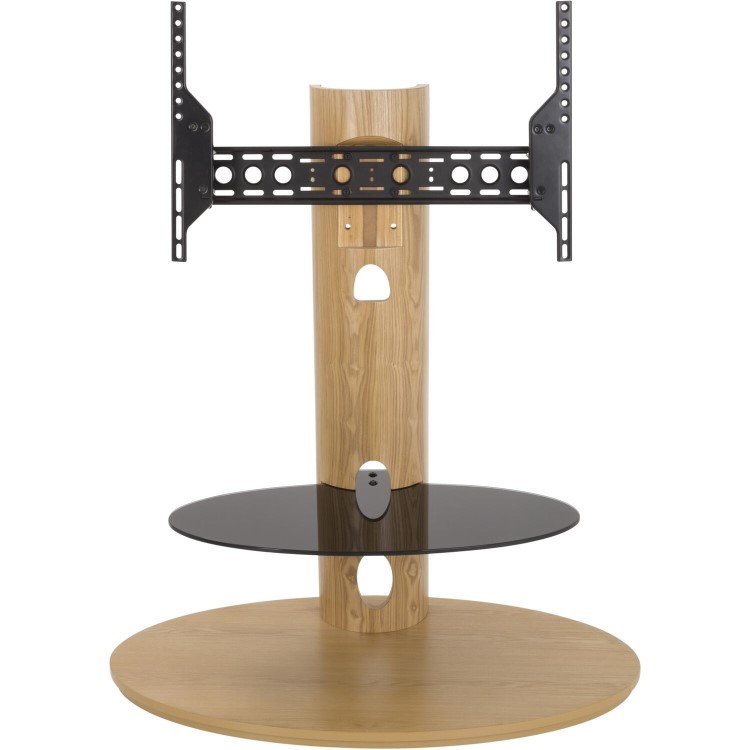 Chepstow Affinity Oval Pedestal TV Stand 930 Oak / Black Glass