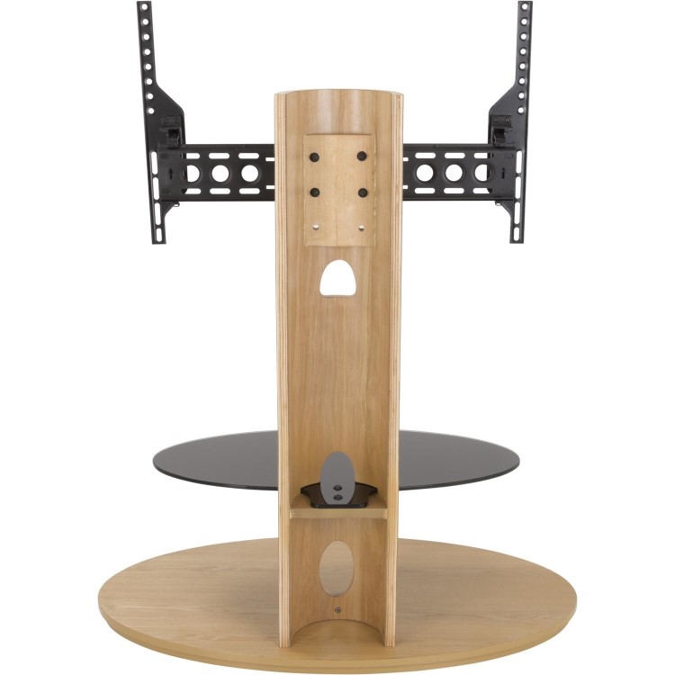 Chepstow Affinity Oval Pedestal TV Stand 930 Oak / Black Glass