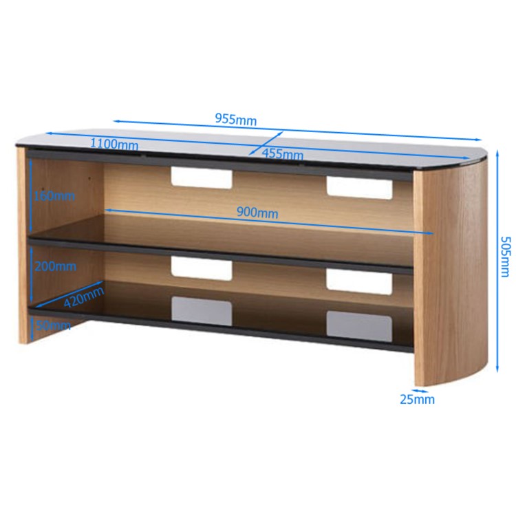 Alphason FW1100-W/B Finewoods HiFi and TV Stand for up to 50" TVs - Walnut