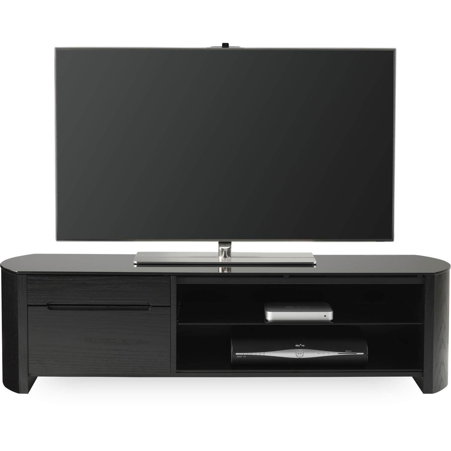 Alphason FW1350CBBLK Finewoods TV Stand for up to 60" TVs Black/Oak Laptops Direct