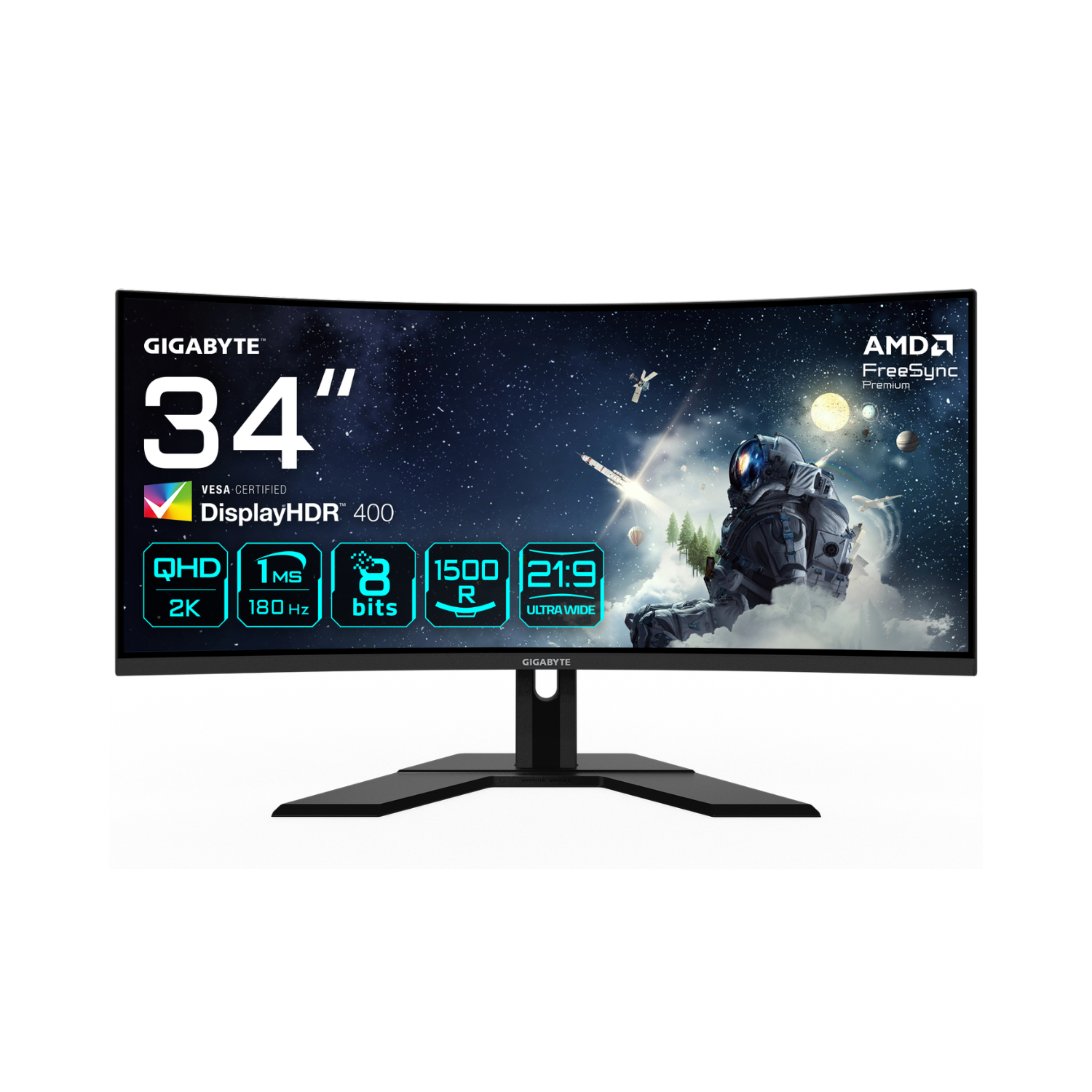 Gigabyte G34wqcp 34 Va Qhd 180Hz 1Ms Curved Gaming Monitor Black, Laptops Direct - G34WQCP-EK