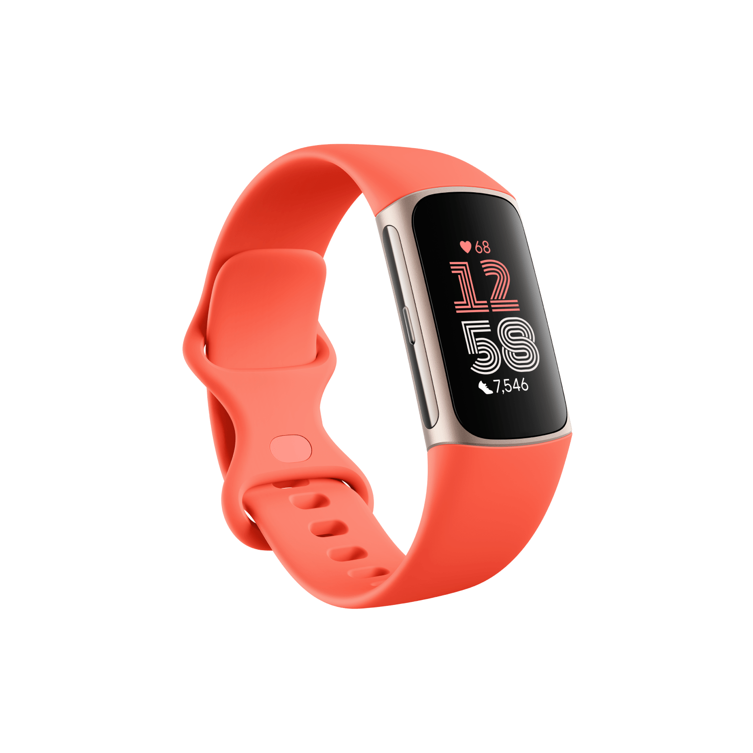 Fitbit Charge 6 Champagne Gold Aluminium with Coral Band Fitness Tracker