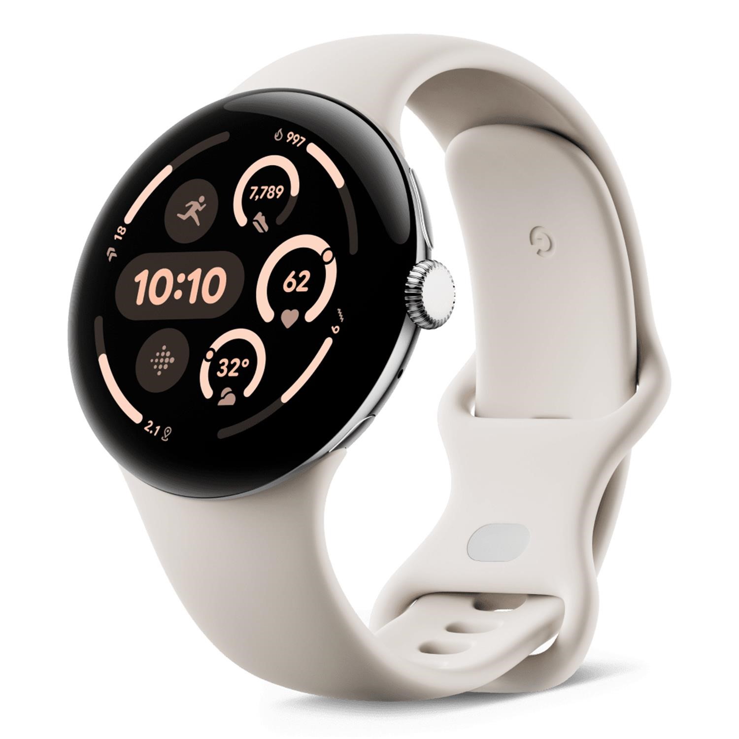 Pixel Watch 3 45mm Polished Auminium Case Porcelain Active Band Wi FI Smartwatch