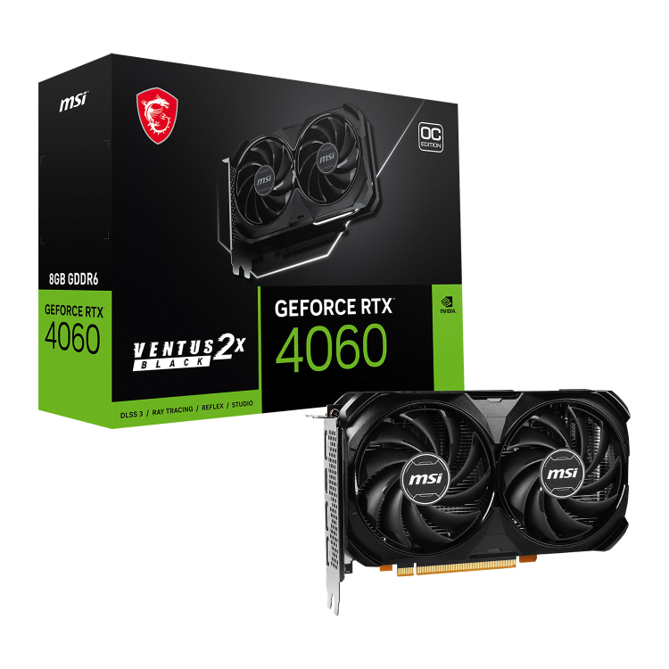 MSI VENTUS 2X BLACK NVIDIA GeForce RTX 4060 Ti 8GB GDDR6 OC Graphics Card