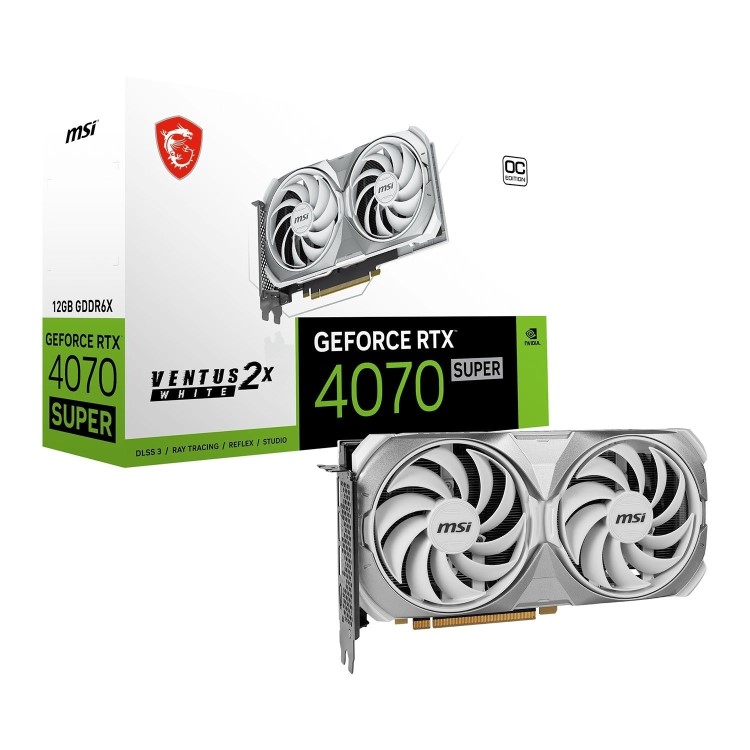MSI NVIDIA GeForce RTX 4070 SUPER 12GB VENTUS 2X WHITE OC 2520MHz GDDR6X Graphics Card