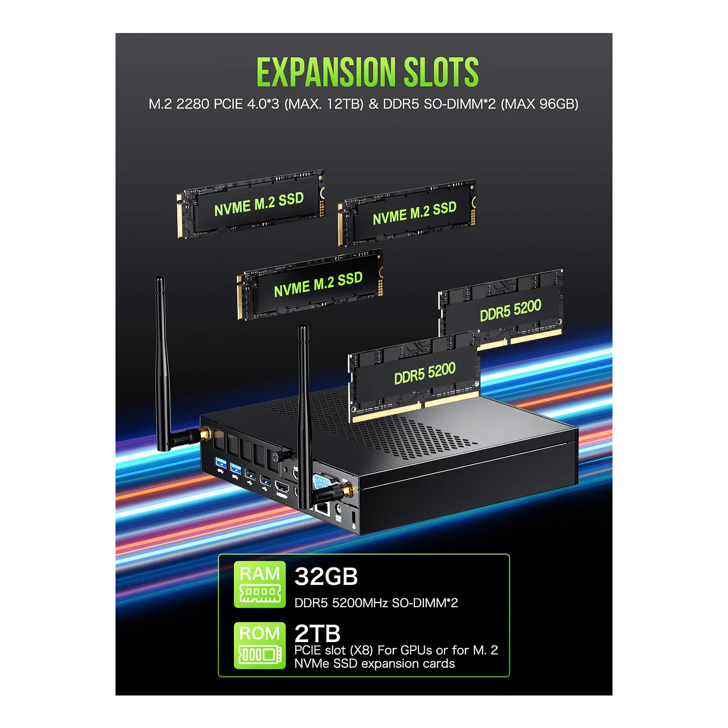 Mini PC CTONE M2 Intel I9-13900HK, 32 Go RAM, 1 To SSD - Puissant, Compact, Triple Affichage 4K Pour Bureau Et Gaming