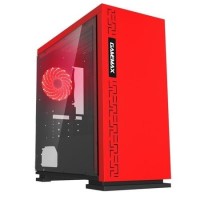 Game Max Expedition Red Gaming Matx PC Case Rear LED Fan & Full Side Window