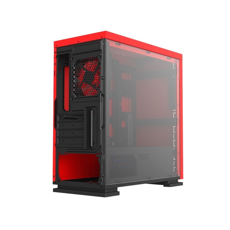 Game Max Expedition Red Gaming Matx PC Case Rear LED Fan & Full Side Window