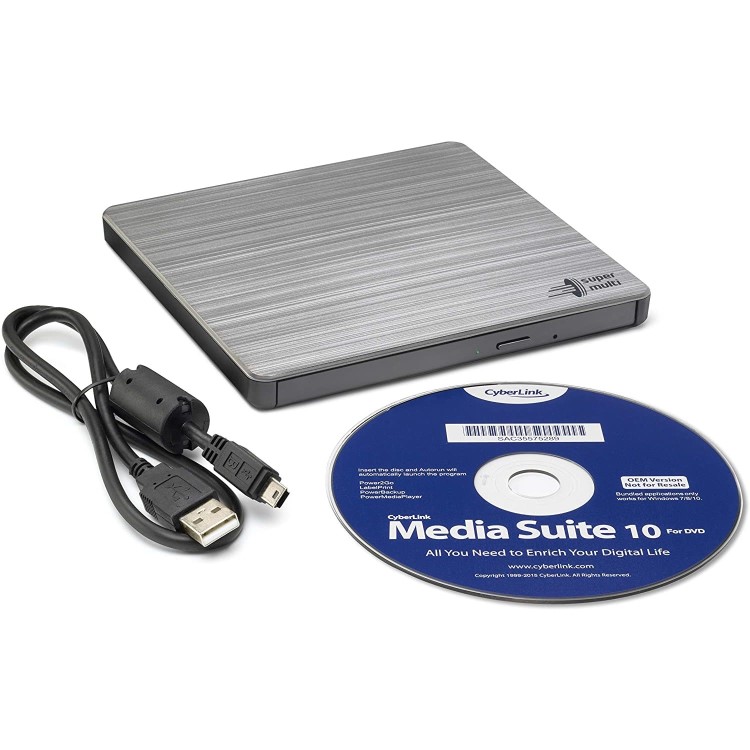 Hitachi-LG GP60NS60 8x DVD-RW USB 2.0 Slim External Optical Drive in Silver