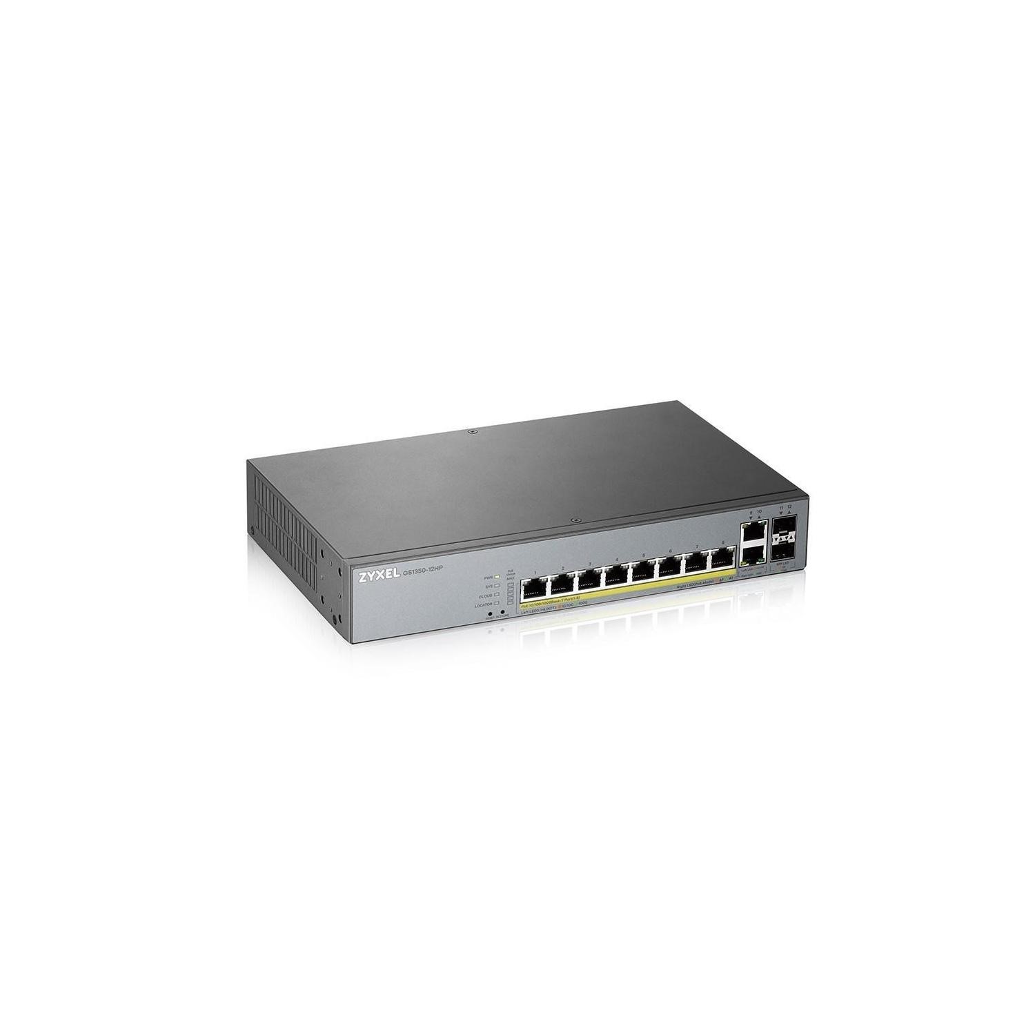 Zyxel Gs1350-12Hp 8-Port Gigabit Ethernet Poe L2 Desktop Managed Switch Grey, Laptops Direct - GS1350-12HP-GB0101F