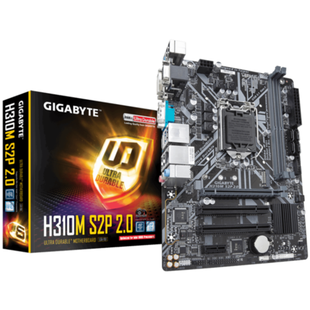 Intel H310 Ultra Durable motherboard with GIGABYTE 8118 Gaming LAN PCIe Gen2 x2 M.2 HDMI 1.4 DVI-D D-Sub Ports for Multiple Display Anti-Sulfur Resistor Smart Fan 5