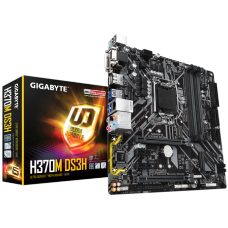 Gigabyte H370M DS3H Intel Socket 1151 Micro ATX VGA/DVI-D/HDMI/DisplayPort DDR4 USB C 3.1 Motherboar