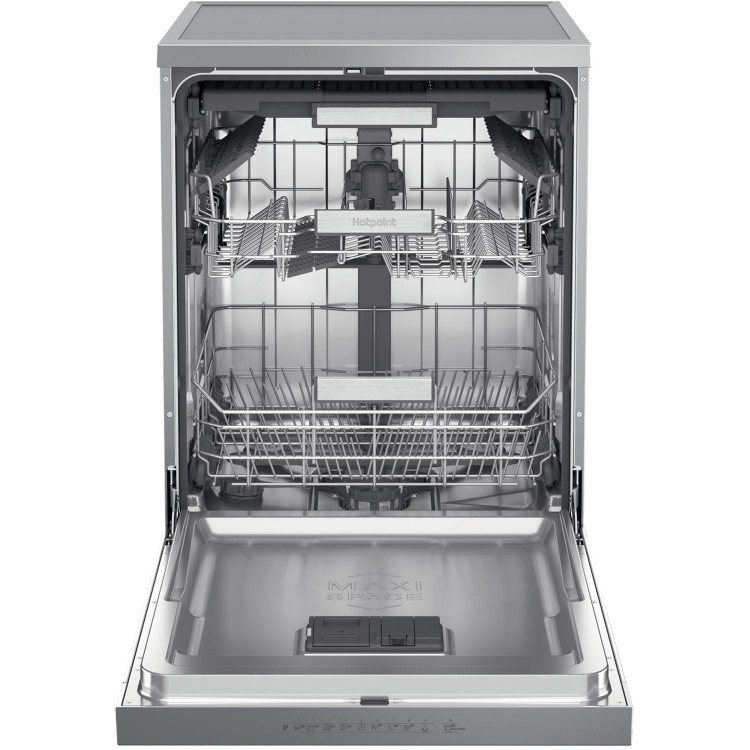 Refurbished Hotpoint H7FHP43XUK Maxi Space Freestanding 15 Place Setting Dishwasher Silver