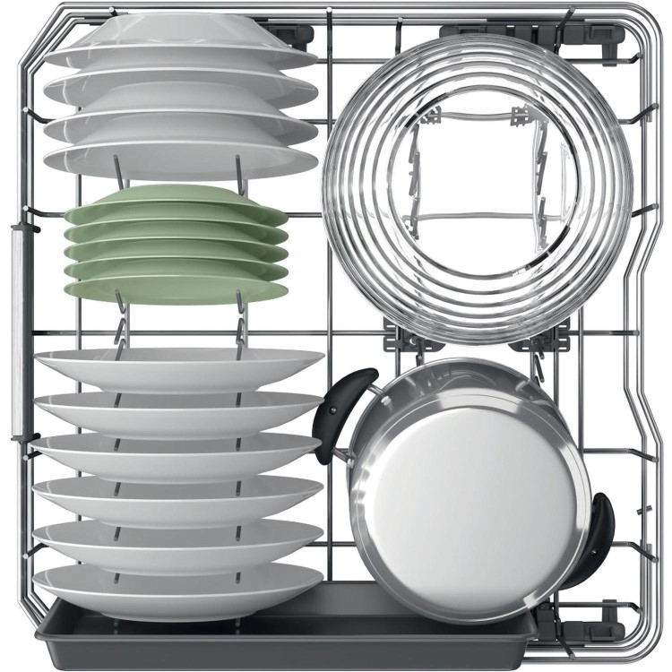 Refurbished Hotpoint H7FHP43XUK Maxi Space Freestanding 15 Place Setting Dishwasher Silver