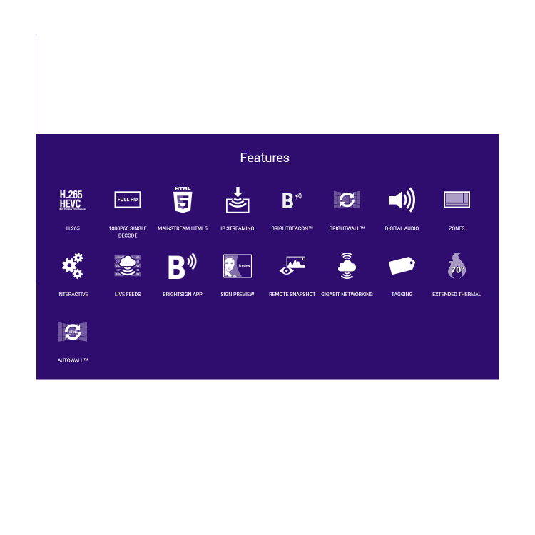 BrightSign H.265 Full HD mainstream HTML5 player with standard I/O package
