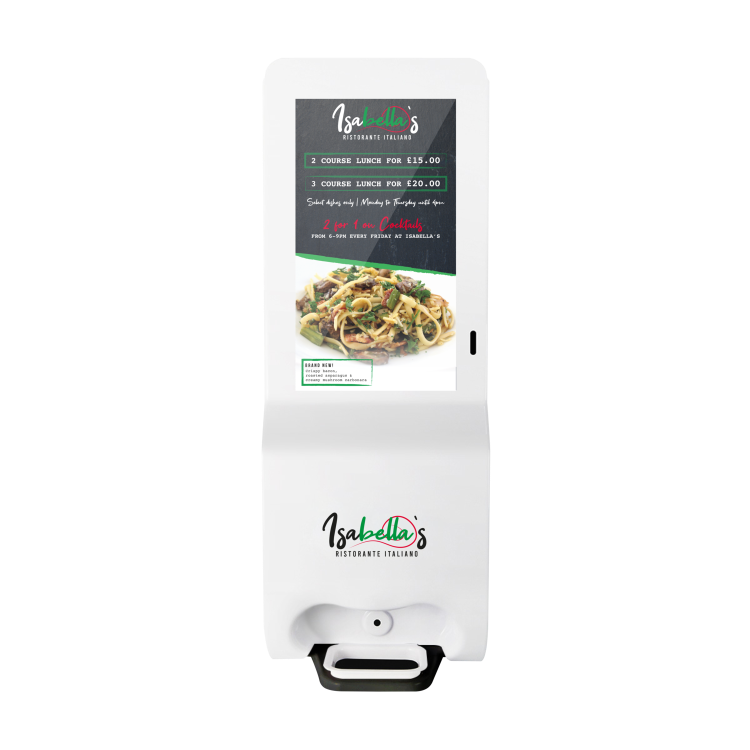 Hygiene Tech Floor Standing Digital signage screen with hand sanitiser - built in Android