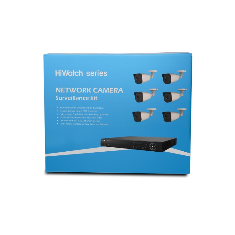 Hikvision HiWatch CCTV System - 8 Channel 4MP NVR with 6 x 4MP Bullet Cameras & 2TB HDD