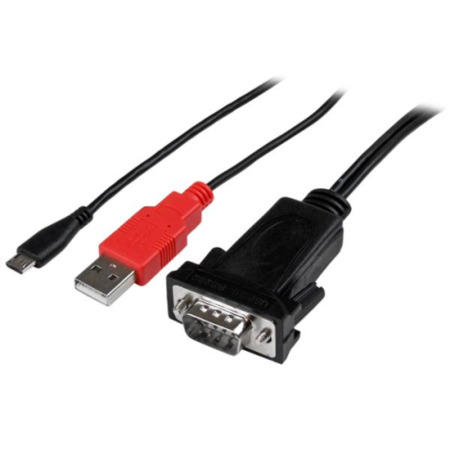 StarTech.com Micro USB to RS232 DB9 Serial Adapter Cable for Android&#153; with USB Charging - M/M