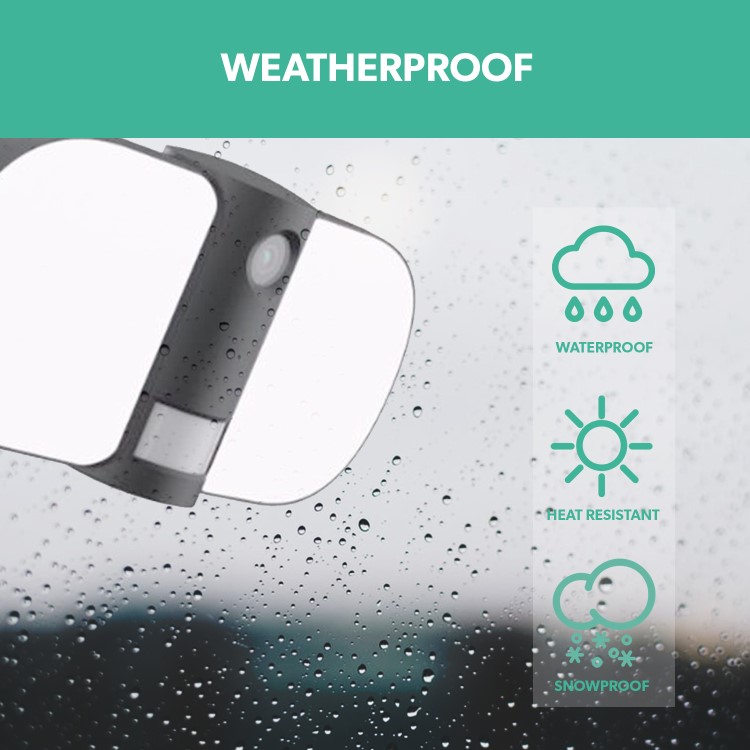 electriQ 1080p HD LED Floodlight Security Camera with motion sensors - Black