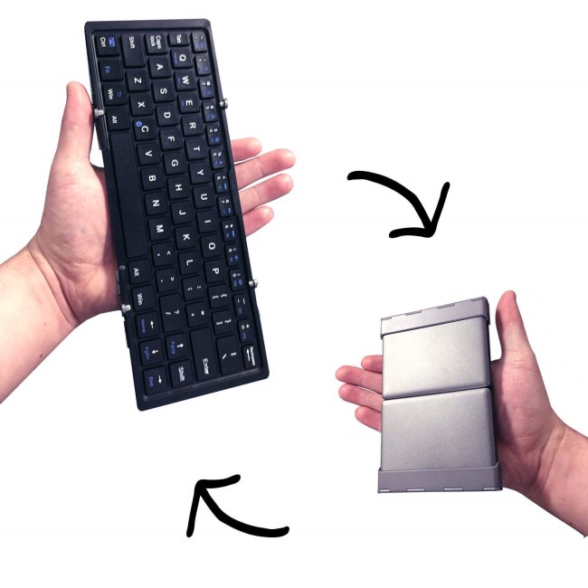 Triple Folding Mini Bluetooth Keyboard for Tablets and Phones With Free Case