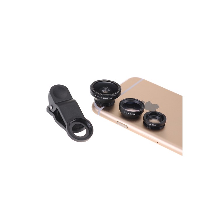 3in1 Camera Lens Attachments for Perfect Mobile Phone Pictures - FishEye +  WideAngle + Macro