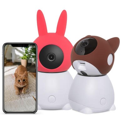 WiFi Smart 1080p HD Pet Camera with Infrared Night Vision Wide Viewing Angle and 2 Way Audio