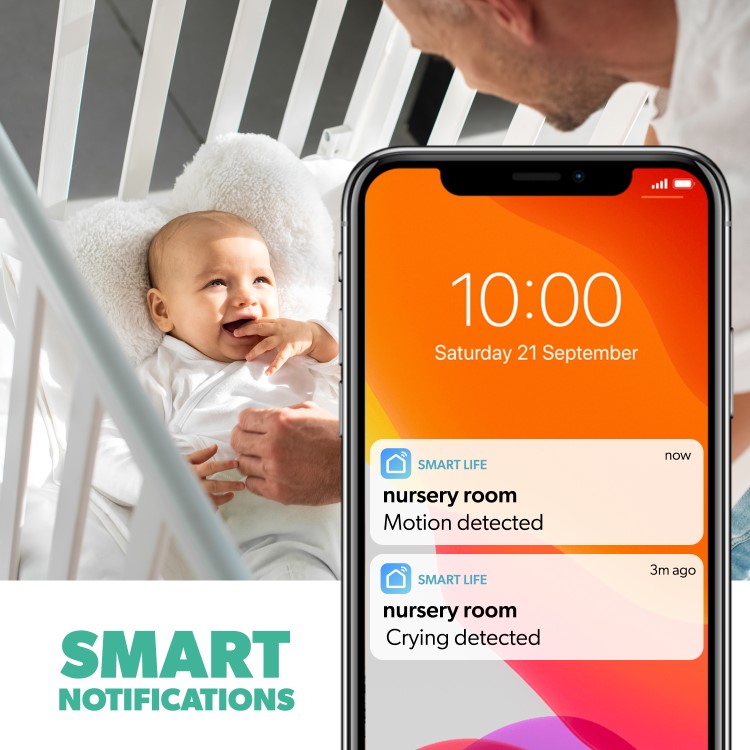 Smart 1080p HD Video Baby Monitor Infrared Night Vision with 2 Way Audio