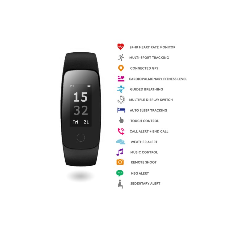 GRADE A1 - IQ PLUS Fitness Tracker with Connected GPS and Multi Sport Mode - Compatible with Android & iOS Devices