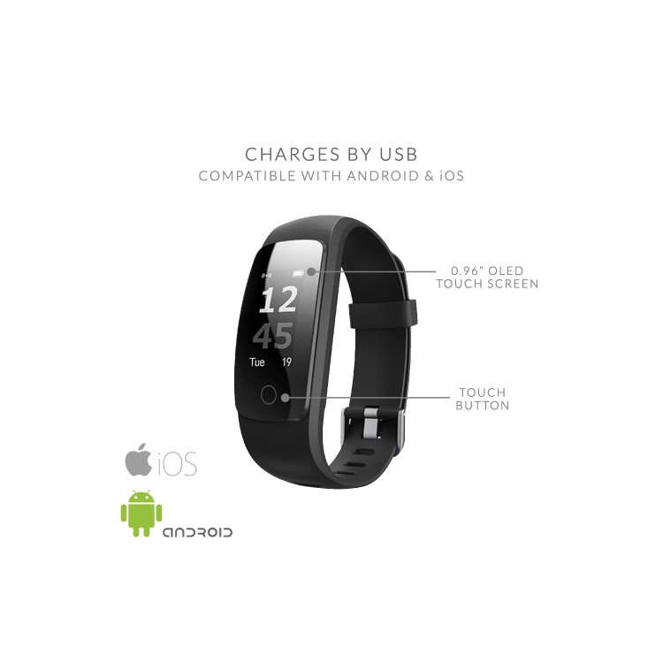 GRADE A1 - IQ PLUS Fitness Tracker with Connected GPS and Multi Sport Mode - Compatible with Android & iOS Devices