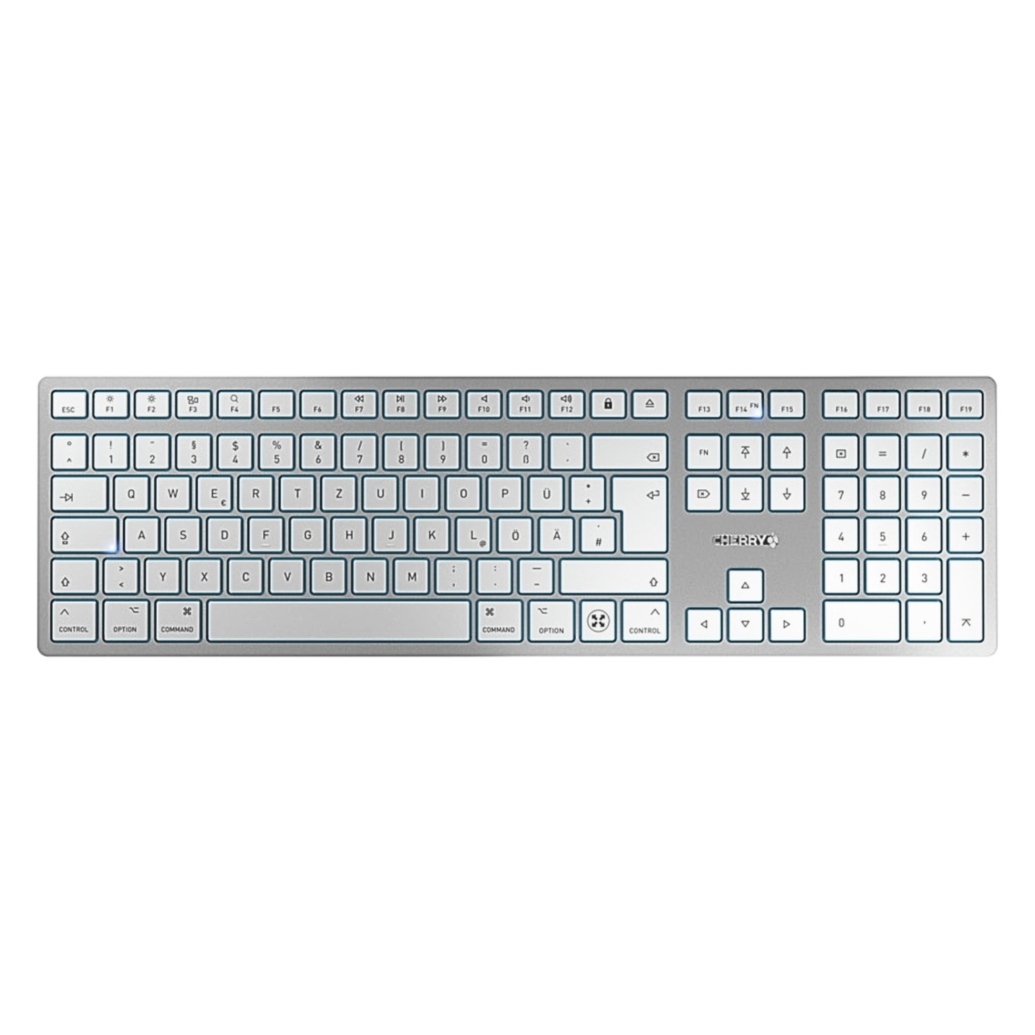 Cherry Kw 9100 Slim For Mac Wireless Keyboard /White Silver, Laptops Direct - JK-9110GB-1