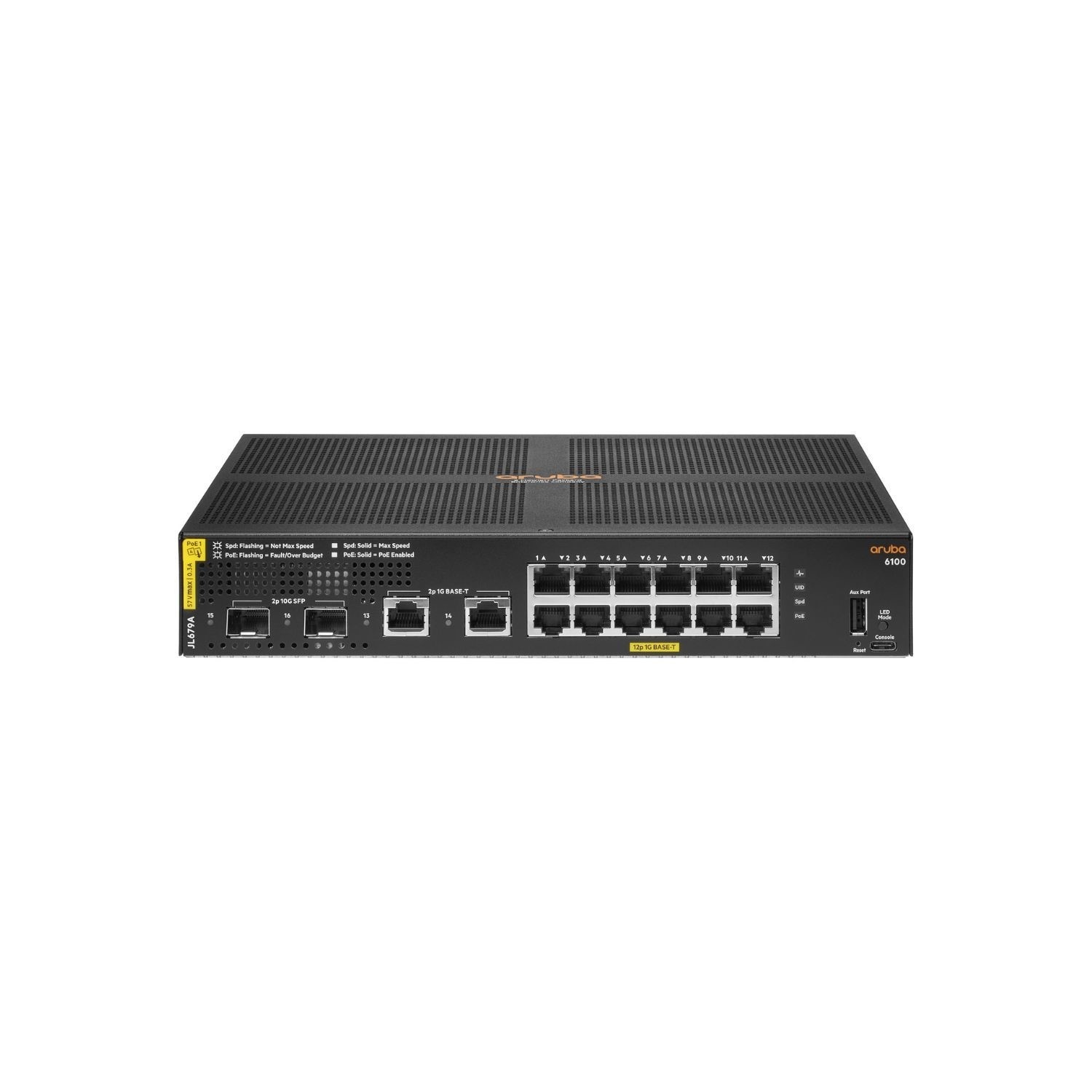 HPE Aruba Networking C Port 6100 12 Port Class4 PoE+ SFP+ Managed Rack mountable Switch
