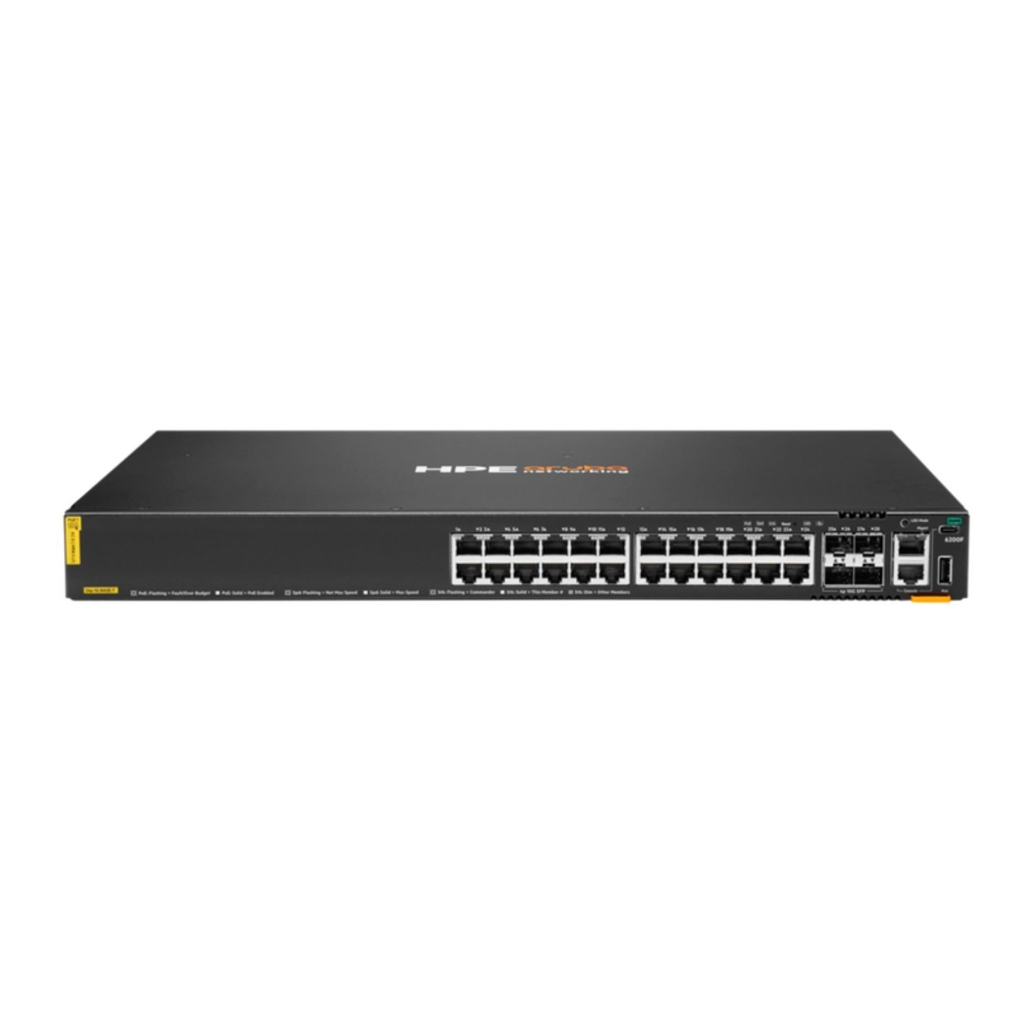 Hewlett Packard Hpe Aruba Networking C-Port 6200F 24-Port Class4 Poe 4-Port 1/10Gigabit Sfp+ Poe+ Rack-Mountable Managed Switch