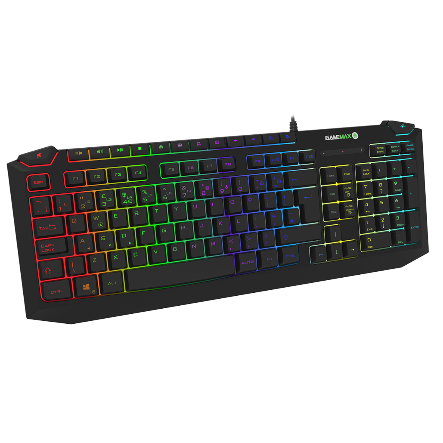 GameMax Pulse 2in1 Kit 7 Colour RGB Wired Gaming Keyboard with Pulsing ...