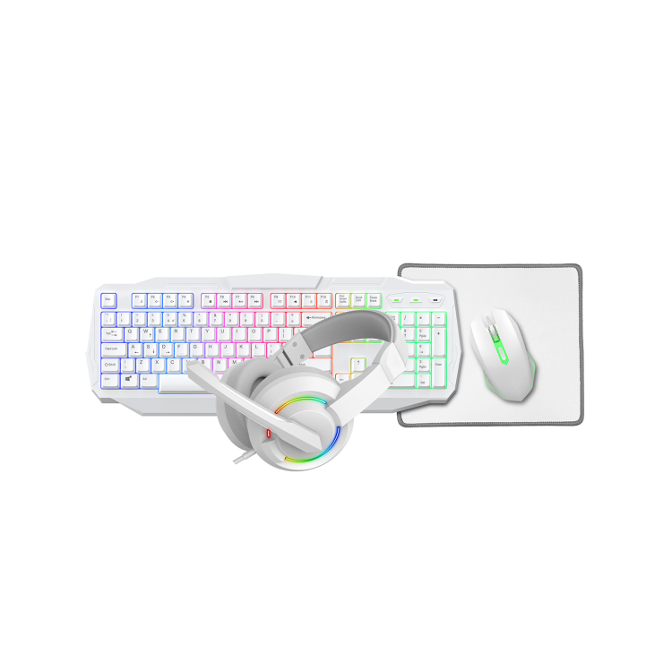 CiT Scorpion 4-in-1 White Keyboard Mouse Headset Mouse Pad Gaming Combo Kit