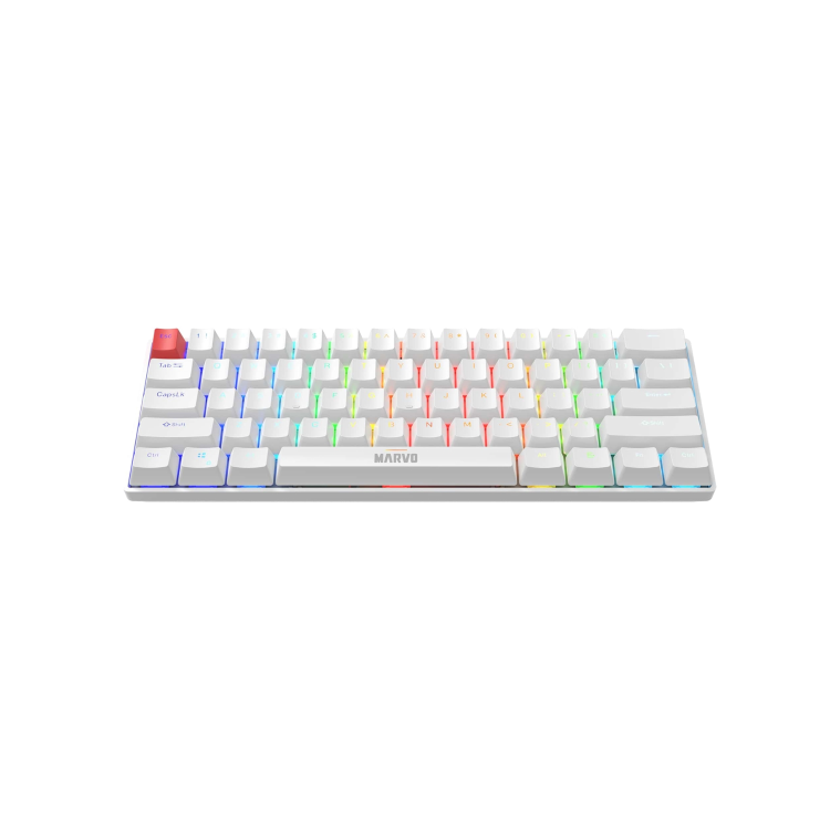 Marvo Scorpion KG933G Saber 61 Wired Mechanical RGB 60% UK Layout Gaming Keyboard White