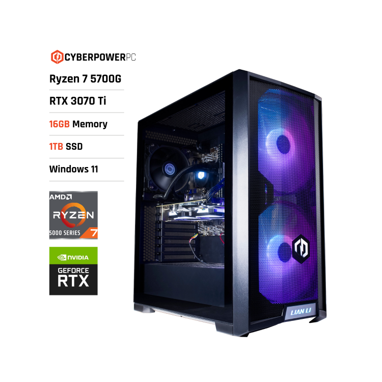 Cyberpower LC215 AMD Ryzen 7-5700G 16GB 1TB GeForce RTX 3070 Ti Windows 11 Gaming PC
