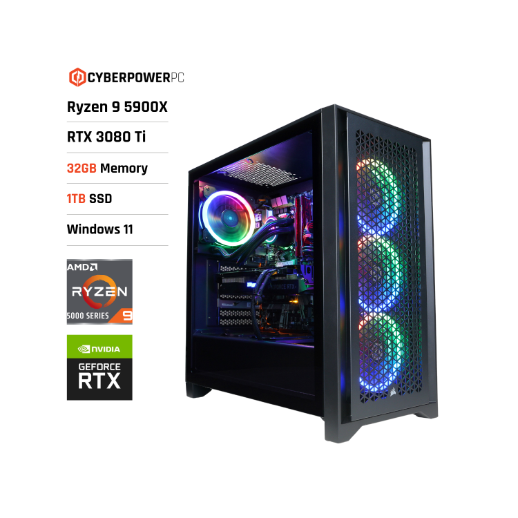 Cyberpower 4000D AMD Ryzen 9-5900X 32GB 1TB SSD GeForce RTX 3080 Ti Windows 11 Gaming PC