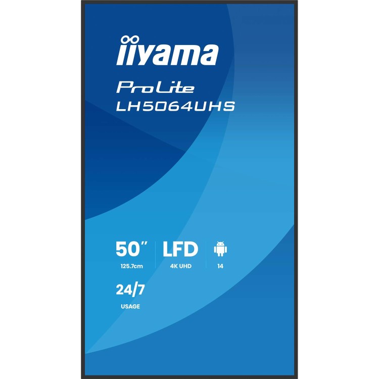 Iiyama 50" Black Large Format Display 4K UHD 500 cd/m2 24/7 2x HDMI