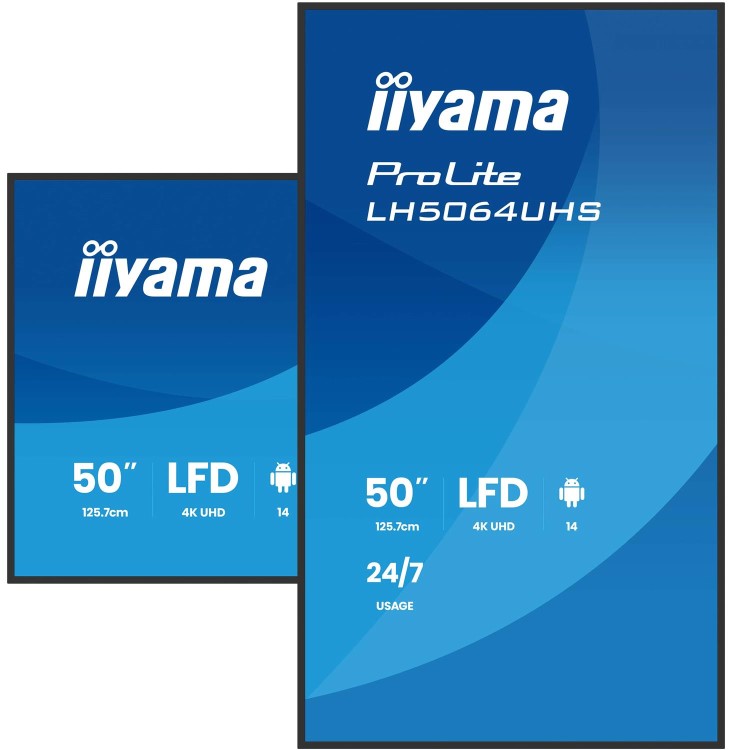 Iiyama 50" Black Large Format Display 4K UHD 500 cd/m2 24/7 2x HDMI