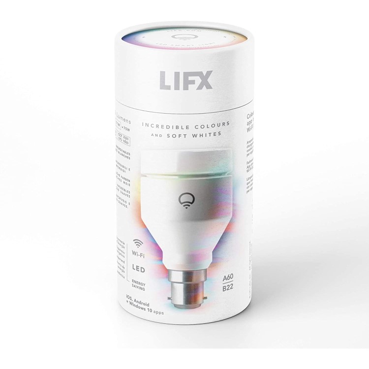 LiFX Smart Colour and White WiFi Light Bulb with B22 Bayonet Ending