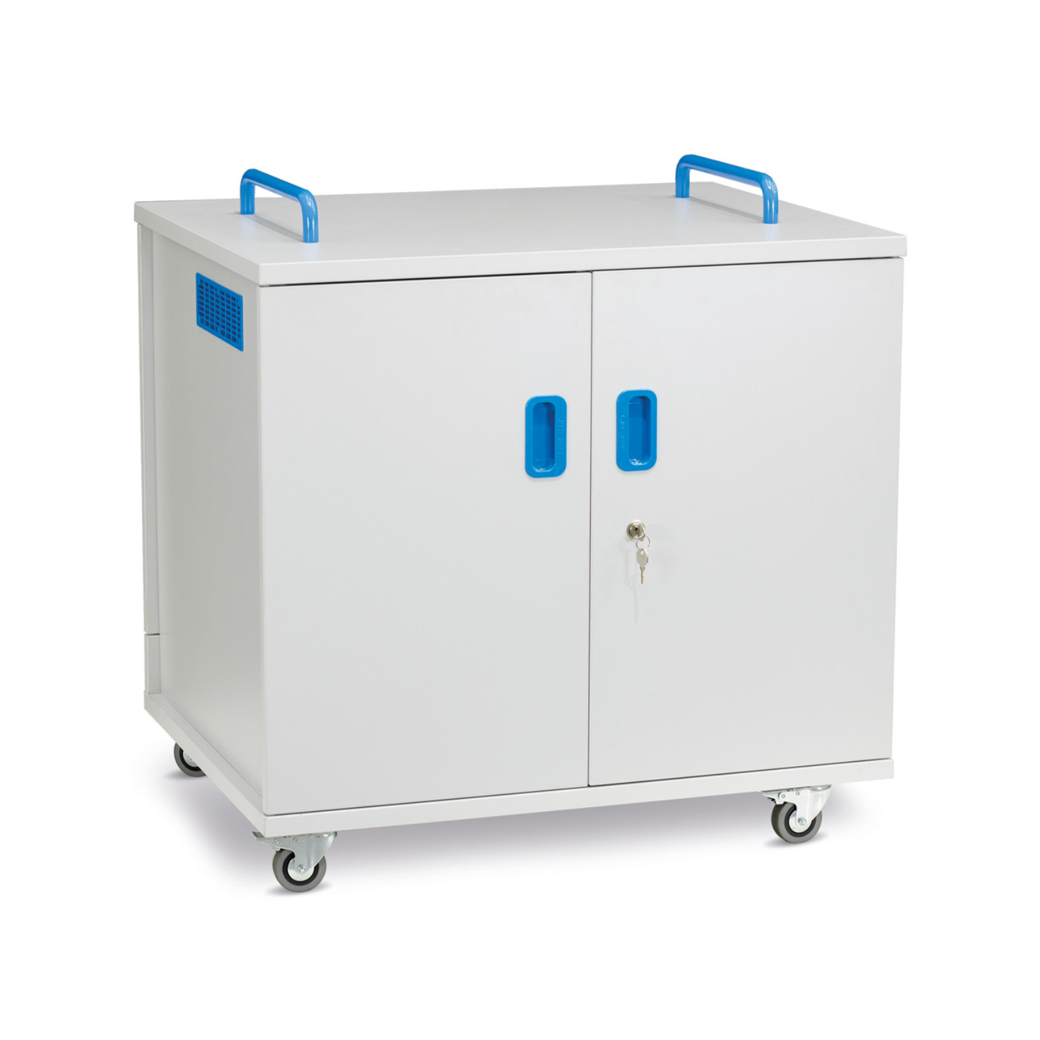Lyte Double Door 32 Chromebooks Tablets up to 14 Metal Shelf Mobile Power 7 Charging Trolley